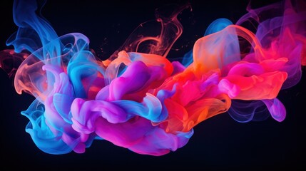 Obraz premium A swirling vortex of vibrant smoke in hues of neon pink, electric blue, and fiery orange