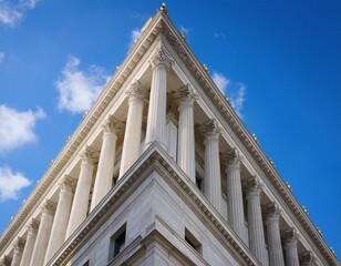 Obraz premium Exterior of a government building, symbolizing political institutions, governance, and public administration.