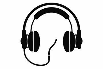 Headphone silhouette isolated on a white background
