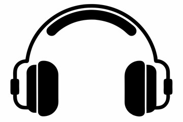 Headphone silhouette isolated on a white background

