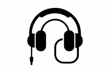 Headphone silhouette isolated on a white background
