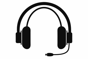 Headphone silhouette isolated on a white background
