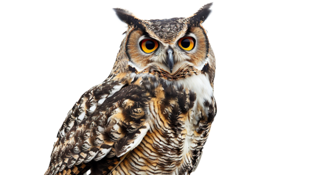 Owl bird isolated on transparent background, PNG