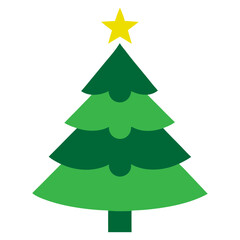 Layered Christmas tree with star icon isolated on white