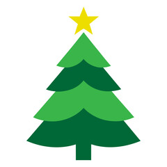 Classic Christmas tree with star icon isolated on white