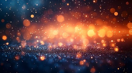 Fototapeta premium A shimmering, abstract background with warm orange and cool blue bokeh lights.