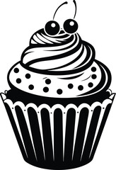 decorative cupcake silhouette, cupcake icon  vector illustraton 