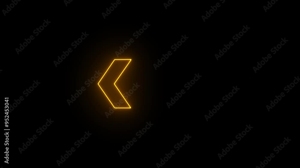 Poster Neon arrow direction icon. Abstract neon arrow loading animation