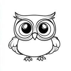 Fototapeta premium A delightful and simple owl coloring page designed for toddlers, perfect for imaginative play and creativity time for young children