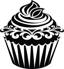 decorative cupcake silhouette, cupcake icon  vector illustraton 