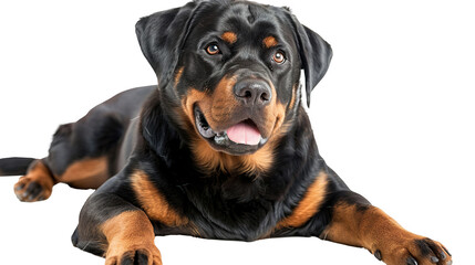 Rottieweiler dog full body shot isolated on transparent background, PNG