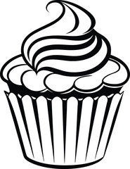 decorative cupcake silhouette, cupcake icon  vector illustraton 