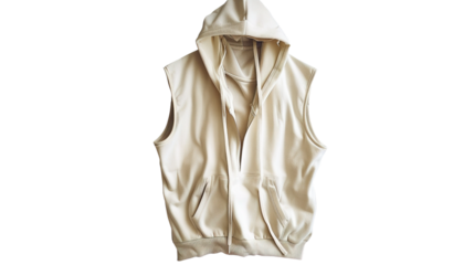 Sleeveless hoodie isolated on transparent background, PNG