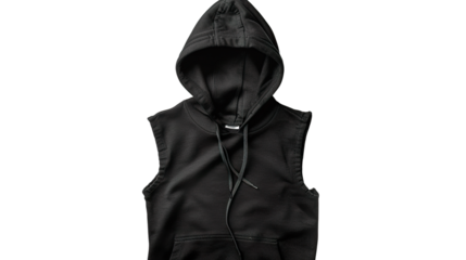 Sleeveless hoodie isolated on transparent background, PNG