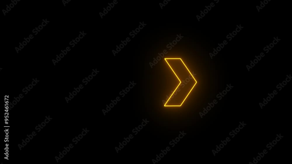 Poster neon arrow direction icon. abstract neon arrow loading animation