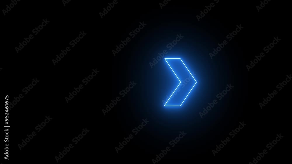 Poster neon arrow direction icon. abstract neon arrow loading animation
