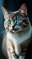 Obraz premium Portrait of a cat with blue eyes
