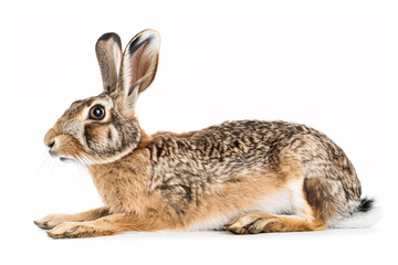 Fototapeta premium a rabbit sitting on a white surface with a white background