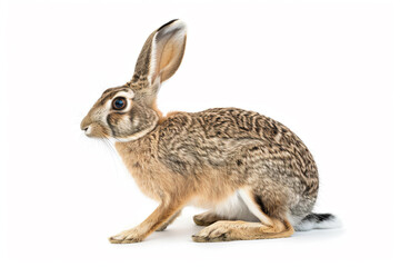 Fototapeta premium a rabbit sitting on a white surface with a white background