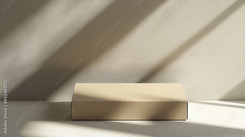 Poster minimalist mockup of rectangular cardboard package for branding and label design in soft lighting se