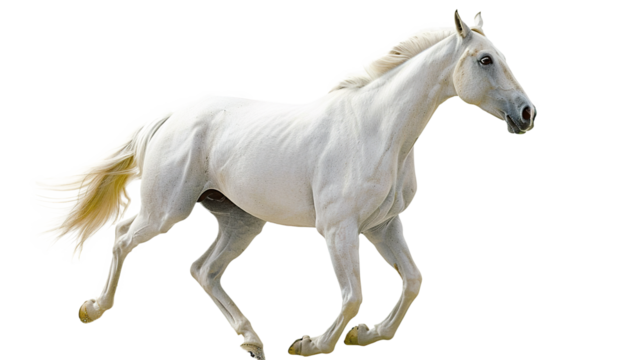 White horse isolated on transparent background, PNG