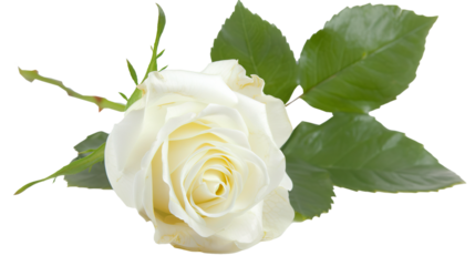 White rose isolated on transparent background, PNG