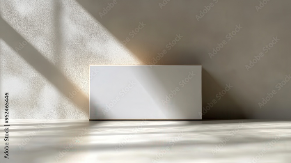 Poster clean and modern rectangular carton mockup with blank label in realistic setting full of natural sha