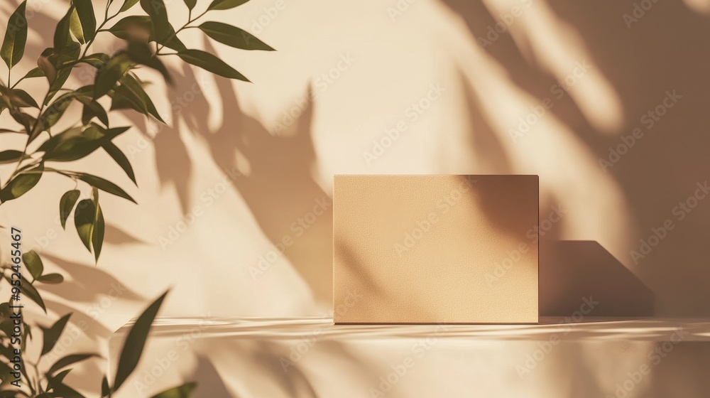 Poster elegant rectangular carton mockup with blank label in realistic environment featuring natural shadow