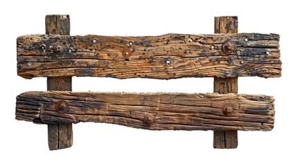 Wooden sign board isolated on transparent background, PNG