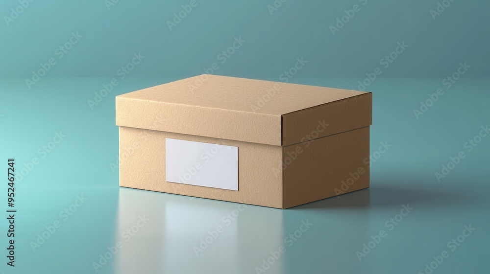 Poster clean and simple rectangular paper box mockup with blank label in realistic 3d space