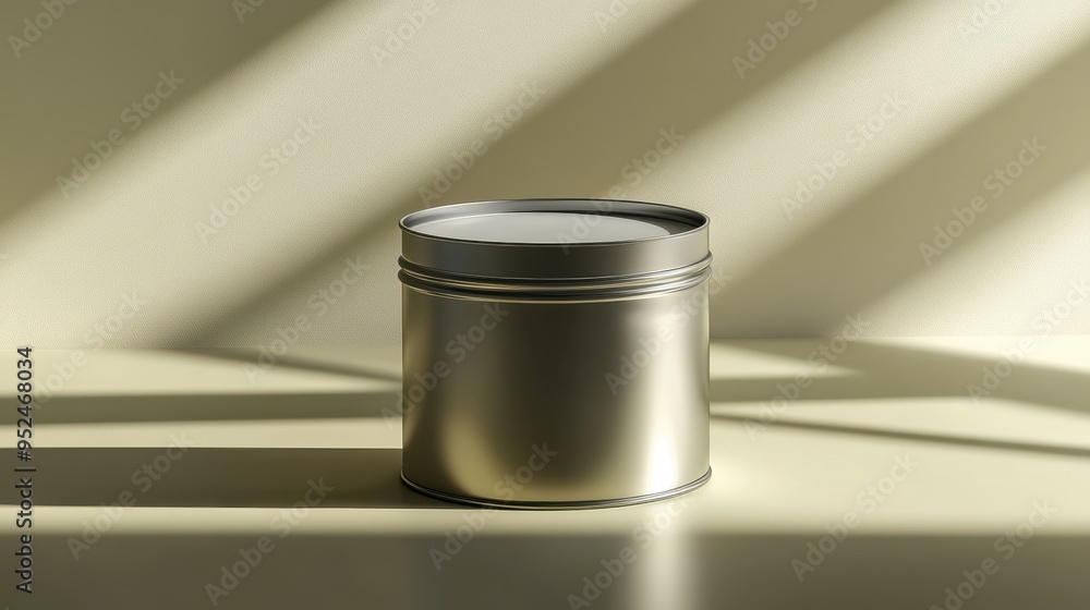 Poster realistic round metal tin mockup with blank label in 3d space | showcase for customization with natu