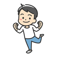 ガッツポーズをする男性のイラスト