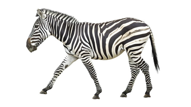 Zebra isolated on transparent background, PNG