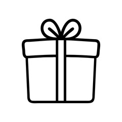 Rounded gift box outline icon isolated on white hand draw