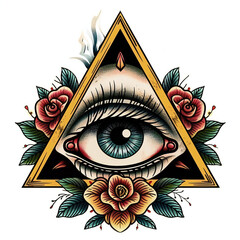 triangle single eye very simple traditional tattoo flash styles illustration