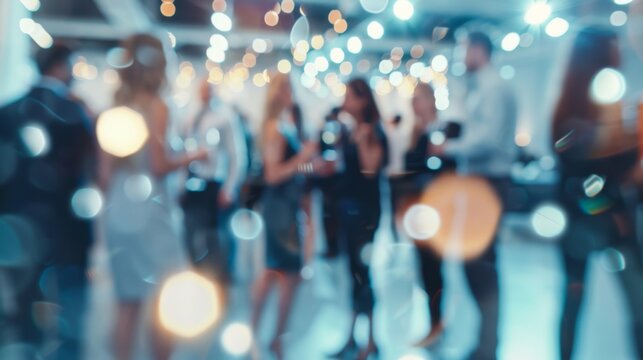 Blurred background. A vibrant gathering shines with a blurry background and dazzling lights, creating enchantment