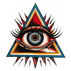 triangle single eye very simple traditional tattoo flash styles illustration