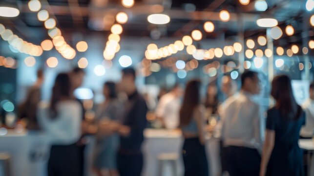 Blurred background. Join our vibrant Networking Event with great lighting and engaging conversations for pros