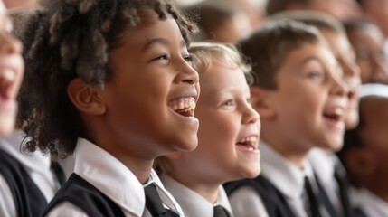 Obraz premium A group of children are smiling and laughing together