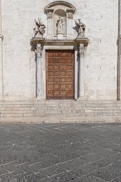 Facade of medieval Bari Cathedral (Cathedral of Saint Sabinus), Bari, Italy, Apulia