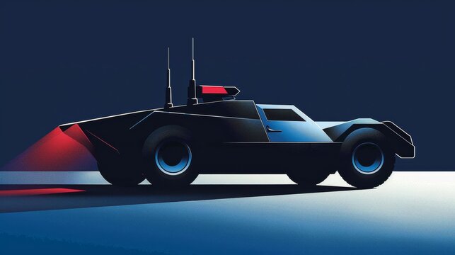 Stylized Retro Police Car Design Incorporating Futuristic Elements with a Unique Twist