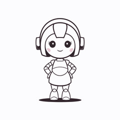 Minimal Cute Girl robot logo, Robot Vector, Robot Illustration, Girl Robot Vector, AI