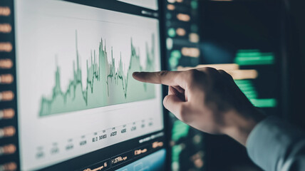 graph on a computer screen showing a steep recession curve,