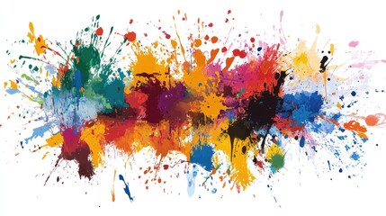 Fototapeta premium A collection of abstract paint splatters in bold colors, offering a creative and expressive design element