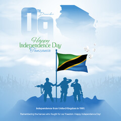 Tanzania Independence Day celebration greeting card design for social media post