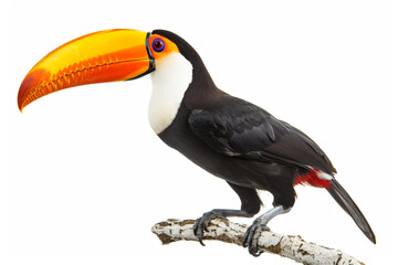Naklejka premium a black and white bird with a bright orange beak