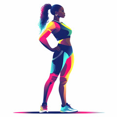 Obraz premium Flat Glowing Abstract Plus Size Model in Fashion Pose concept as A vibrant glowing abstract digital art banner featuring a plus size model in a striking fashion pose. The design highlights the curves 