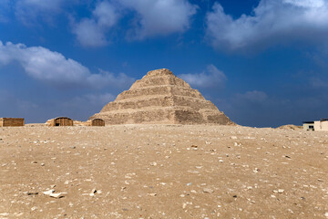 the Step Pyramid of king Djoser. the first pyramid built in Egypt at Saqqara. Egypt.