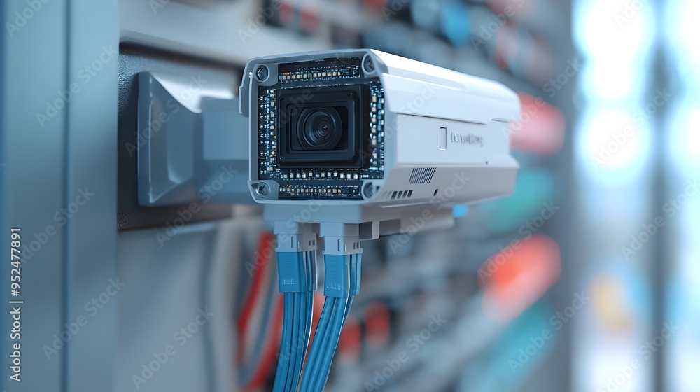 Poster precise lan cable installation process with cctv for network security setup