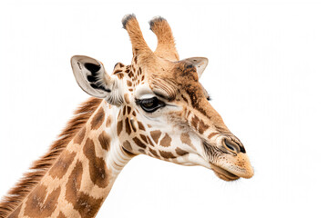 Naklejka premium a giraffe with a white background and a white sky